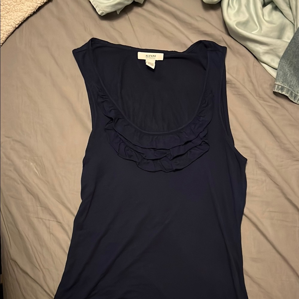 Alfani Blue Ruffled Tank Top